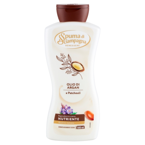 Spuma di Sciampagna Benessere Nutriente Bagnodoccia Crema Olio di Argan e Patchouli 500 ml